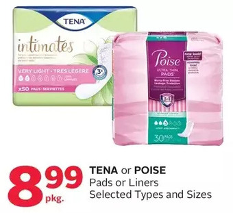 Rexall Tena or poise pads or liners offer