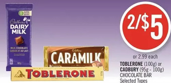 Shoppers Drug Mart Toblerone or cadbury chocolate bar offer