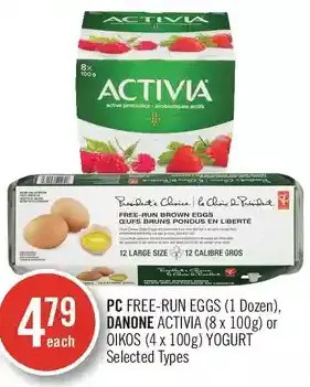Shoppers Drug Mart Pc free-run eggs, danone activia or oikos yogurt offer