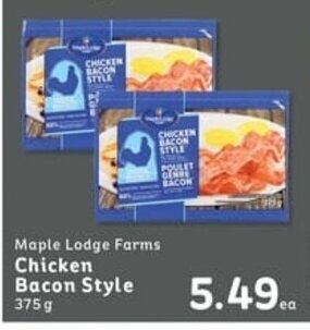 IGA Maple Lodge Farms Chicken Bacon Style 375g offer