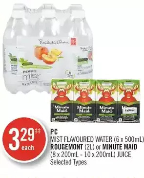 Shoppers Drug Mart Pc mist flavoured water, rougemont or minute maid juice offer