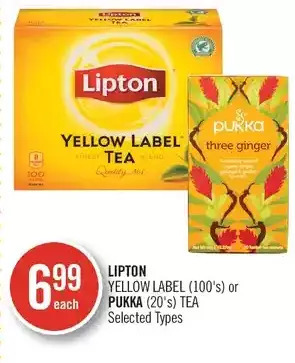 Shoppers Drug Mart Lipton yellow label or pukka tea offer