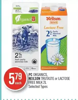 Shoppers Drug Mart Pc organics, neilson trutaste or lactose free milk offer