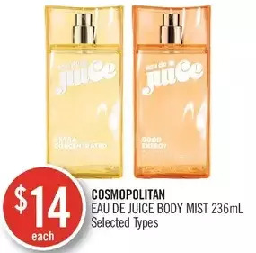 Shoppers Drug Mart Cosmopolitan eau de juice body mist offer