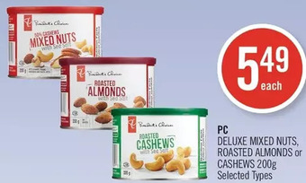 Shoppers Drug Mart Pc deluxe mixed nuts, roasted almonds or cashews offer