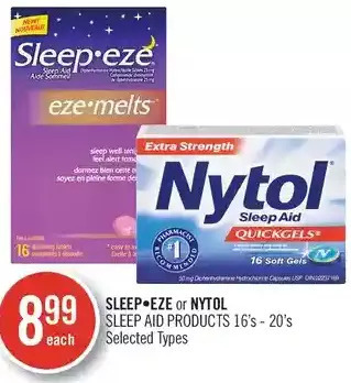 Shoppers Drug Mart Sleep-eze or nytol sleep aid products offer