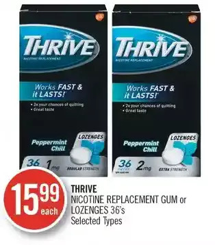 Shoppers Drug Mart Thrive nicotine replacement gum or lozenges offer