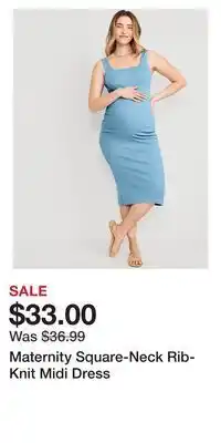 Old Navy Maternity square-neck rib-knit midi dress offer