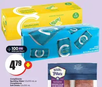 FreshCo Compliments Sparkling Water 12x355 mL or Compliments Soft Drinks 12x355 mL offer