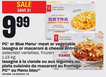 Independent City Market Lasagne à la viande ou aux légumes ou plats cuisinés de macaroni au fromage pc ou menu bleu, 1.13 kg offer