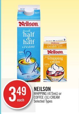 Shoppers Drug Mart Neilson whipping (473ml) or coffee (1l) cream offer