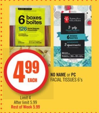 Shoppers Drug Mart No name or pc facial tissues offer