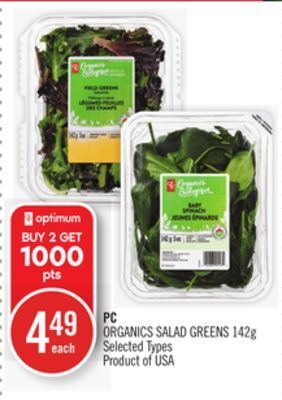 Shoppers Drug Mart Pc organics salad greens offer