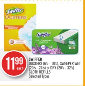 Shoppers Drug Mart Swiffer dusters (6's - 10's), sweeper wet (20's - 24's) or dry (20's - 32's) cloth refills offer
