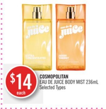 Shoppers Drug Mart Cosmopolitan eau de juice body mist 236ml offer