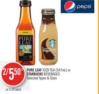 Shoppers Drug Mart Pure leaf iced tea (547ml) or starbucks beverages offer