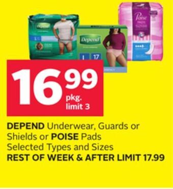 Rexall Depend underwear, guards or shields or poise pads offer