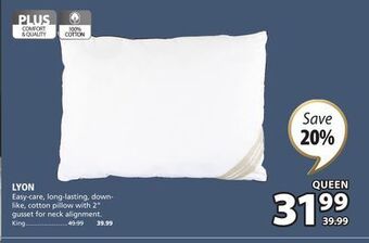 JYSK Lyon easy-care, long-lasting, down-like, cotton pillow offer