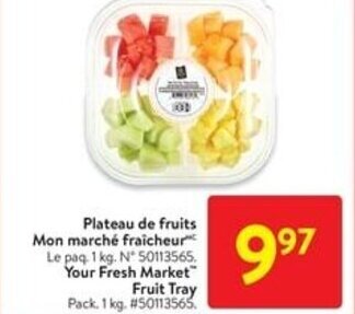 Walmart Your Fresh Market Fruit Tray Pack. 1 kg. #50113565. offer