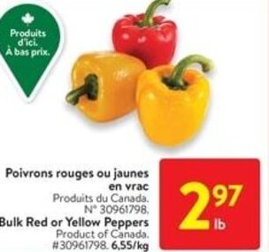 Walmart Bulk Red or Yellow Peppers offer