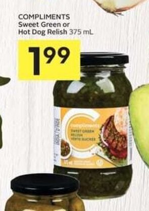 IGA COMPLIMENTS Sweet Green or Hot Dog Relish 375 mL offer