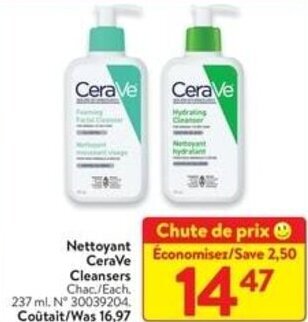 Walmart Nettoyant CeraVe Cleansers Chac./Each. 237 ml. N° 30039204. offer