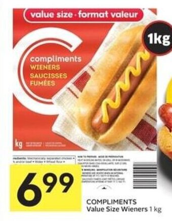 IGA COMPLIMENTS Value Size Wieners 1 kg offer