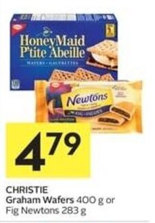 IGA CHRISTIE Graham Wafers 400 g or Fig Newtons 283 g offer