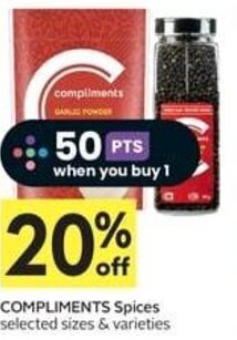 IGA COMPLIMENTS Spices selected sizes & varieties offer