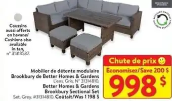 Walmart Homes & Gardens Brookbury Sectional Set Set. Grey. #31314810. Coûtait/Was 1 198 $ offer