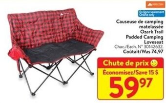 Walmart Ozark Trail Padded Camping Loveseat offer