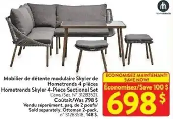 Walmart Hometrends Skyler 4-Piece Sectional Set offer