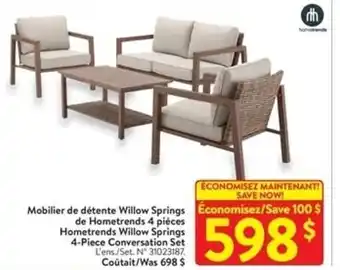 Walmart Hometrends Willow Springs 4-Piece Conversation Set L'ens/Set. N° 31023187 Coûtait/Was 698 $ offer