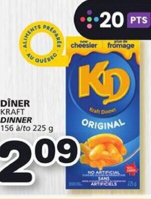 IGA KRAFT DINNER 156 to 225 g offer