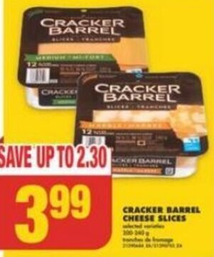 No Frills CRACKER BARREL CHEESE SLICES offer
