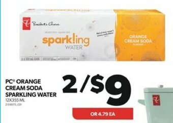 Real Canadian Superstore PC ORANGE CREAM SODA SPARKLING WATER 12X355 ML offer