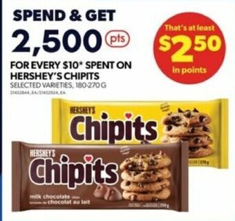 Real Canadian Superstore HERSHEY'S CHIPITS SELECTED VARIETIES, 180-270 G offer