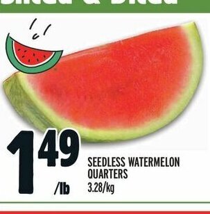 Metro SEEDLESS WATERMELON QUARTERS lb offer