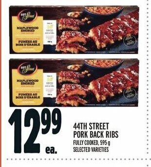 Metro 44TH STREET PORK BACK RIBS FULLY COOKED, 595 g offer
