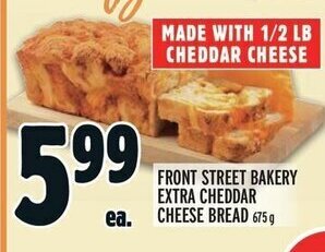 Metro FRONT STREET BAKERY EXTRA CHEDDAR CHEESE BREAD 675 g offer
