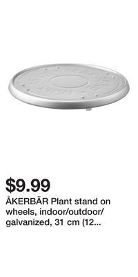 IKEA Åkerbär plant stand on wheels, indoor/outdoor/galvanized, 31 cm (12 ¼ ) offer