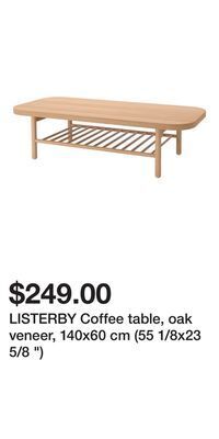IKEA Listerby coffee table, oak veneer, 140x60 cm (55 1/8x23 5/8 ) offer