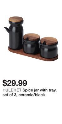 IKEA Huldhet spice jar with tray, set of 3, ceramic/black offer