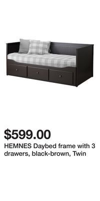 IKEA Hemnes daybed frame with 3 drawers, black-brown, twin offer