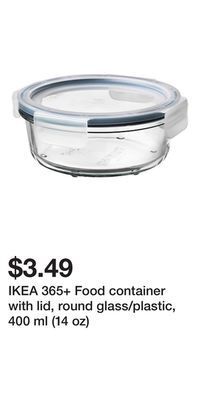IKEA Ikea 365+ food container with lid, round glass/plastic, 400 ml (14 oz) offer