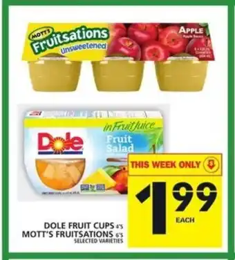 Food Basics Dole fruit cups mott's fruitsations offer