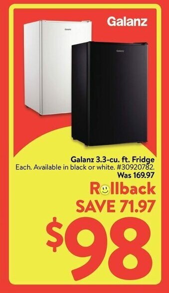 Walmart Galanz 3.3-cu. ft. fridge offer