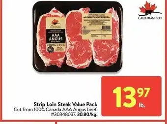 Walmart Strip loin steak value pack offer