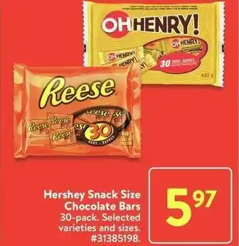 Walmart Hershey snack size chocolate bars offer