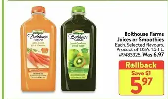 Walmart Bolthouse farms juices or smoothies offer